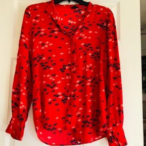 Cute bright vibrant red button up blouse